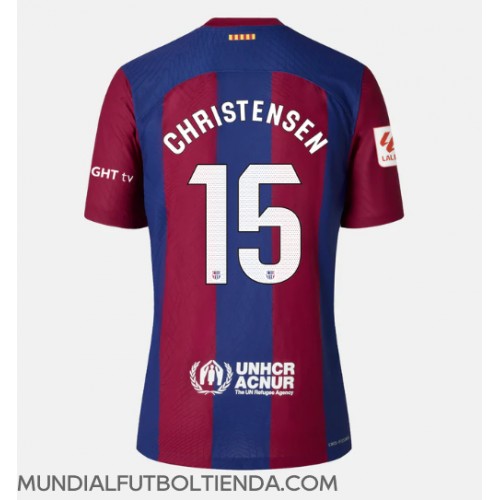 Camiseta Barcelona Andreas Christensen #15 Primera Equipación Replica 2023-24 para mujer mangas cortas